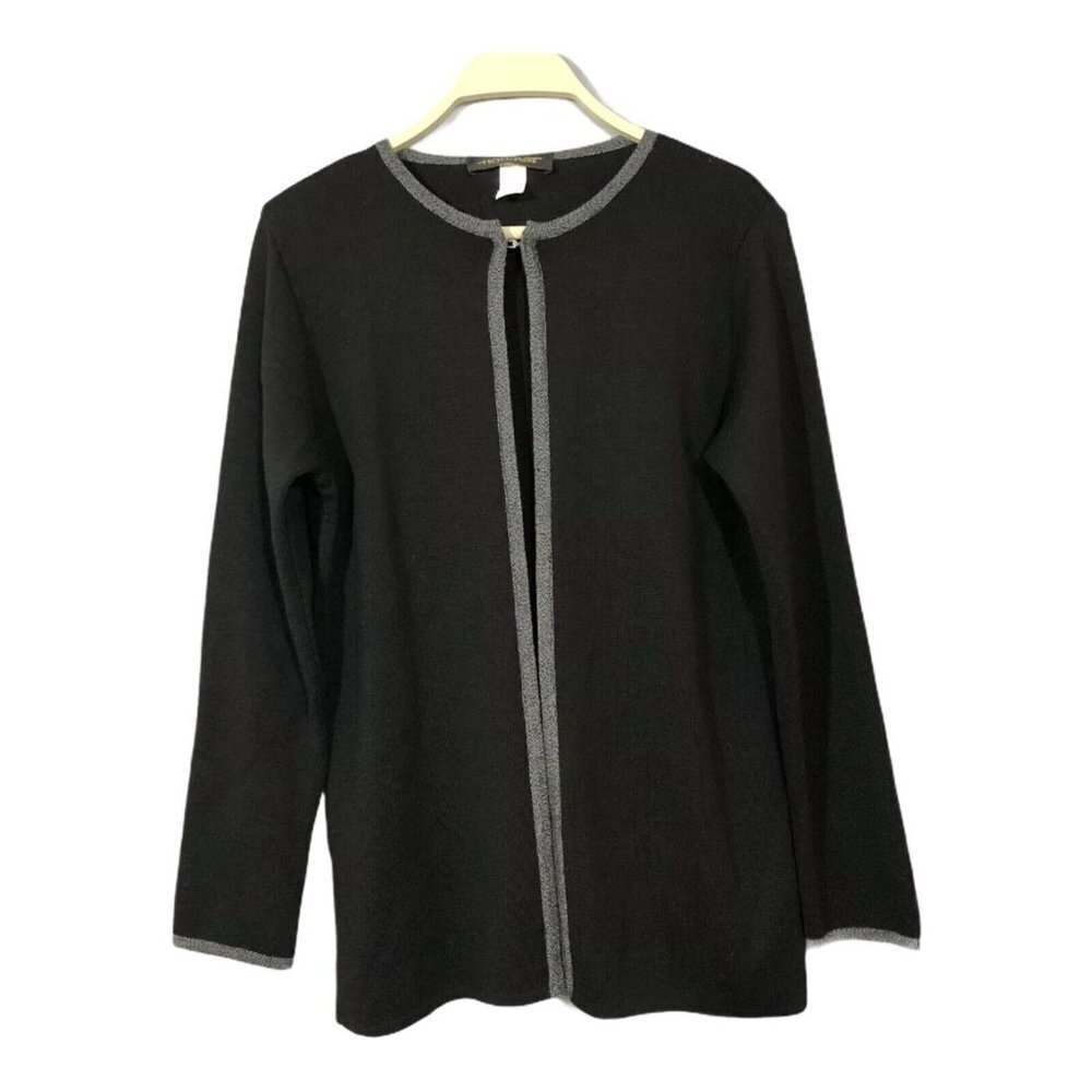 High Point Wool Cardigan Sweater Women Size S Black Gray Classic Everyday Italy